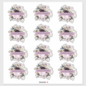Sticker Mariage floral rose et violet (Feuille)