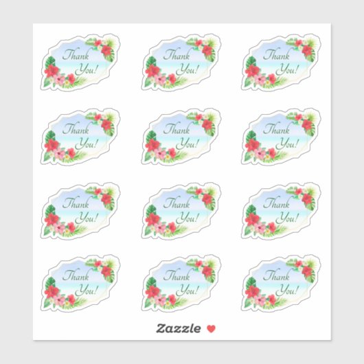 Sticker Mariage floral tropical géométriqueMerci (Feuille)