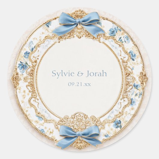 Sticker Mariage Floral Victorien Blue Bow (Devant)