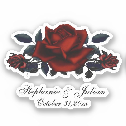 Sticker Mariage gothique des roses rouges (Recto)