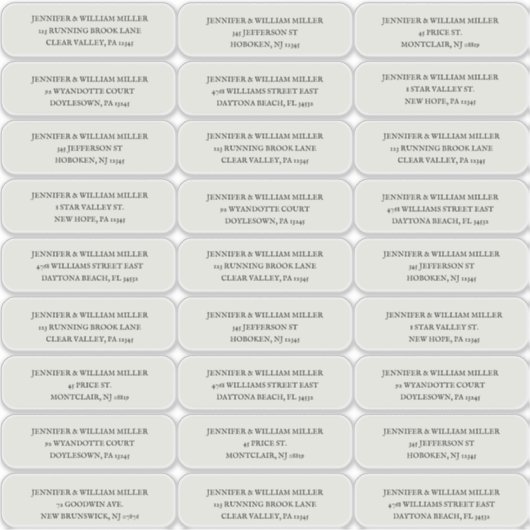 Sticker Mariage gothique Noir sur Ecru Adresse d'invité (Devant)