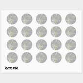 Sticker Mariage gris jaune blanc floral 1,5 po (Feuille)