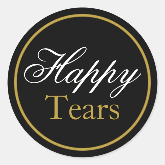 Sticker Mariage "Happy Tears" - Or noir (Devant)