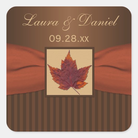 Sticker Mariage IMPRIMÉ RIBBON Autumn Leaf 1,5" (Devant)