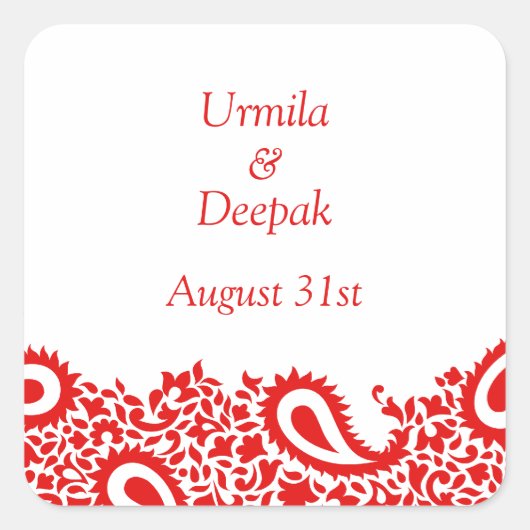 Sticker Mariage indien élégant de Paisleys (Devant)