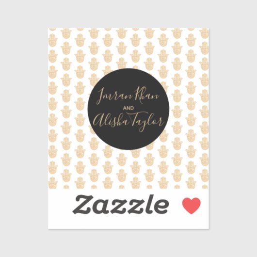Sticker Mariage indien Gold hamsa Henna Faire-part (Feuille)