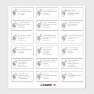 Sticker Mariage individuel Nom de l'invité Adresse Blue Fl