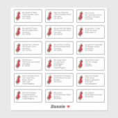 Sticker Mariage individuel Nom de l'invité Adresse Roses r (Feuille)