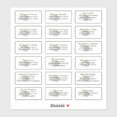 Sticker Mariage individuel Nom du client Adresse Blue Ombr (Feuille)