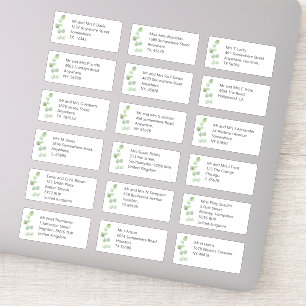 Sticker Mariage individuel Nom du client Adresse Eucalyptu