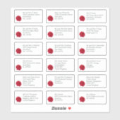 Sticker Mariage individuel Nom du client Adresse Rose roug (Feuille)