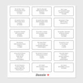 Sticker Mariage individuel Nom du client Adresse Sans Styl (Feuille)