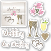 Sticker Mariage, jeu d'autocollants, pour scrapbook, festi (Devant)