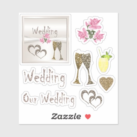 Sticker Mariage, jeu d'autocollants, pour scrapbook, festi (Feuille)