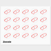 Sticker Mariage Love Intertwin Red Hearts / Sceau (Feuille)