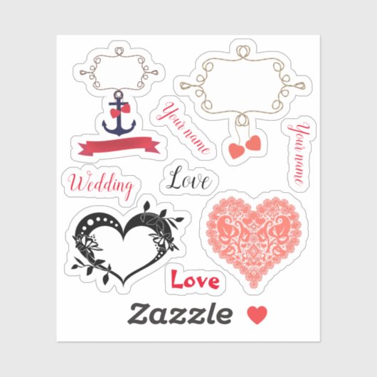 Sticker mariage, mariage, cadeau, décoration (Feuille)