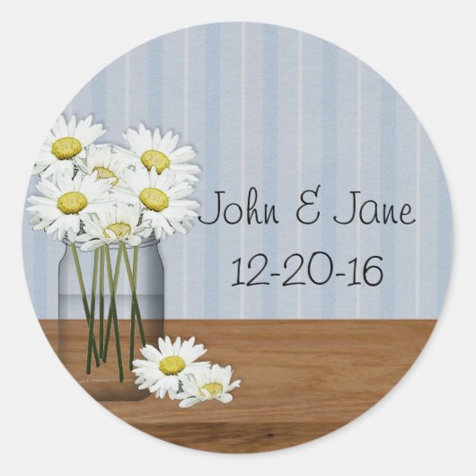Sticker Mariage Mason Jar Daisies (Devant)