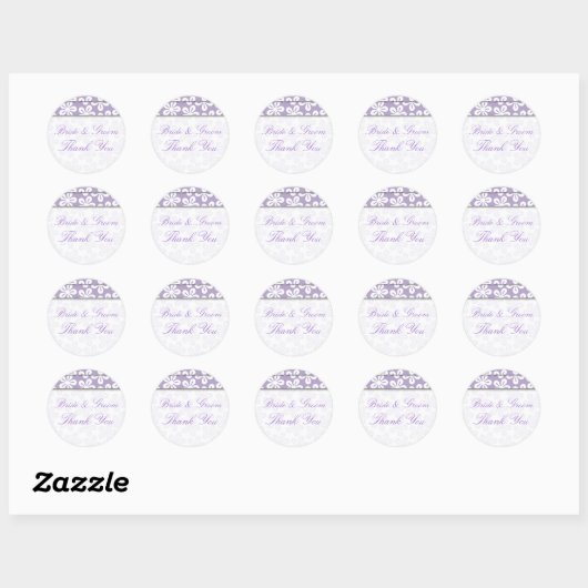 Sticker Mariage Mauve Fleurs Blanches (Feuille)