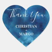 Sticker Mariage Merci couleur bleu Aquarelle (Devant)