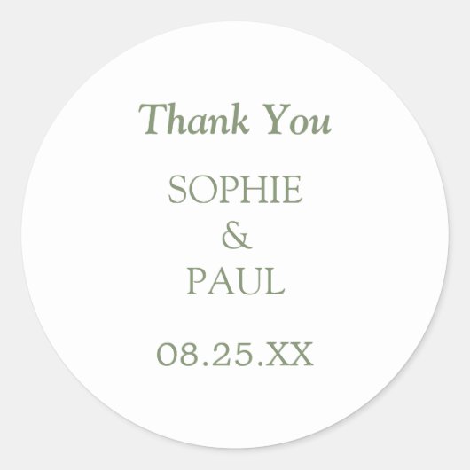 Sticker Mariage minimaliste Vert Sage (Devant)