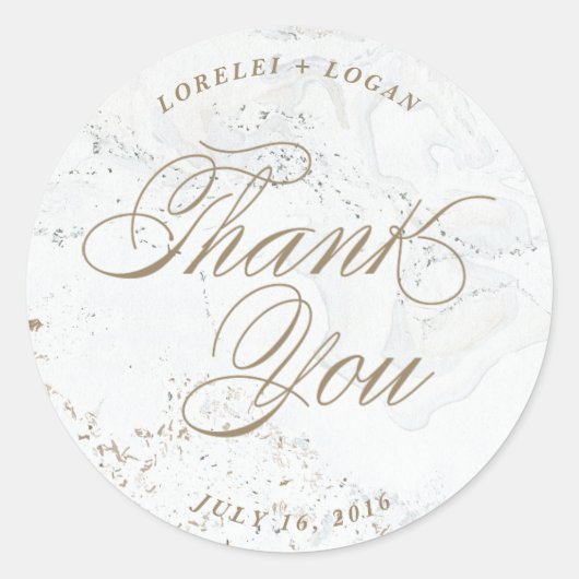 Sticker Mariage moderne en marbre | Or (Devant)