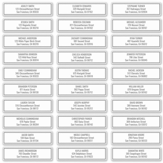 Sticker Mariage moderne simple cadre Nom d'hôte Adresse (Devant)