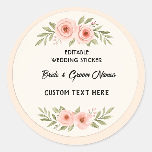 Sticker Mariage modifiable - Étiquette arrondi per (Devant)