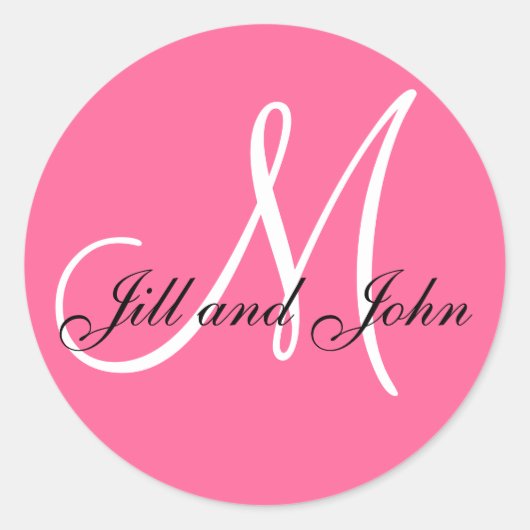 Sticker Mariage Monogram M Pink White (Devant)