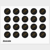 Sticker mariage Monogram P Gold & Black Seal (Feuille)