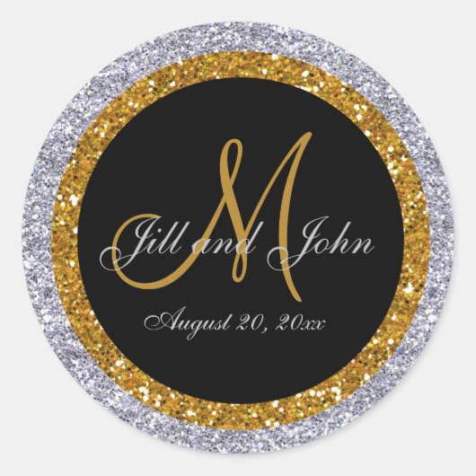 Sticker Mariage Monogram Seals parties scintillant (Devant)