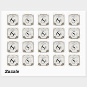 Sticker Mariage Monogramme Art Déco Gold Posh (Feuille)