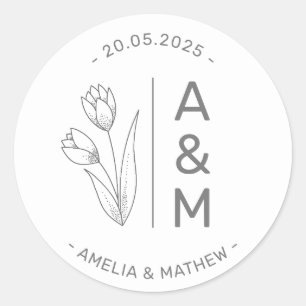Sticker Mariage monogramme classique minimaliste