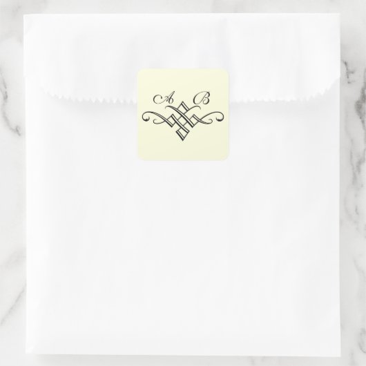 Sticker Mariage Monogramme en blanc (Sac)