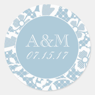 Sticker Mariage monogramme en dentelle classique