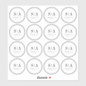 Sticker Mariage monogramme sophistiqué faveur transparente (Feuille)