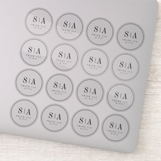 Sticker Mariage monogramme sophistiqué faveur transparente (Détail)