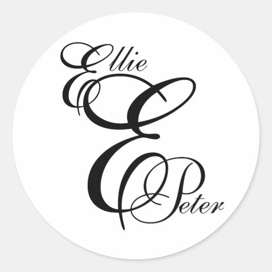 Sticker Mariage Monogramme Trois lettres et noms (Devant)