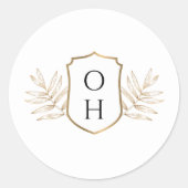 Sticker Mariage Monogramme Tropical | Palm Crest (Devant)