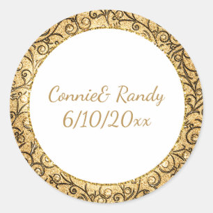 Sticker Mariage Motif Monogram Elegant Gold