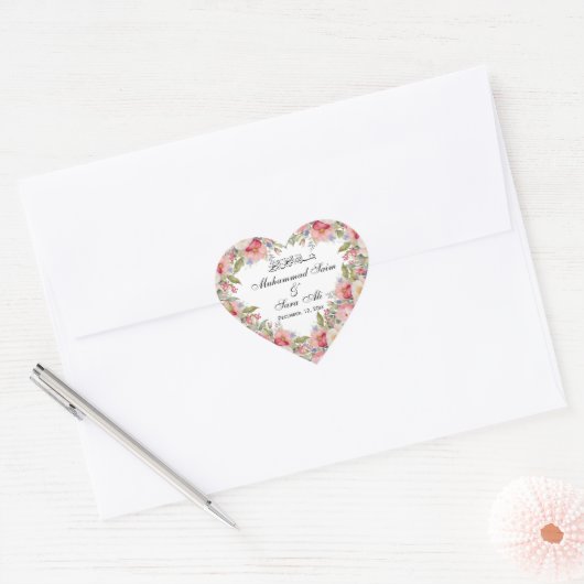 Sticker mariage musulman rose moderne (Enveloppe)