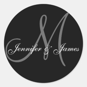 Sticker Mariage noir et blanc monogramme élégant
