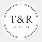 Sticker Mariage noir et blanc monogramme minimal (Devant)