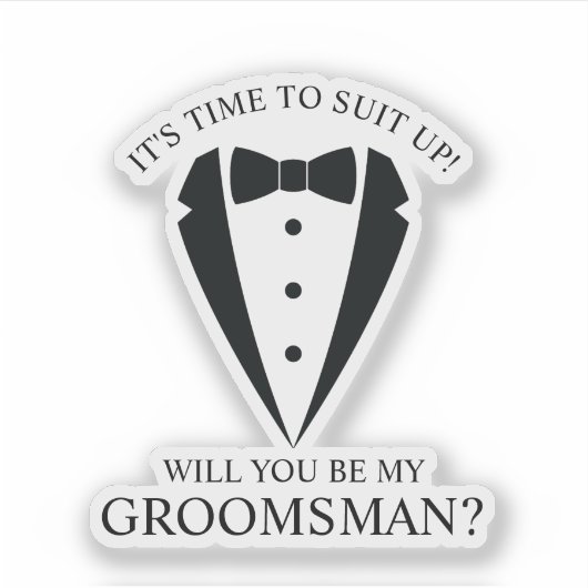 Sticker Mariage noir Tuxedo Suit Groomsman Proposition (Devant)