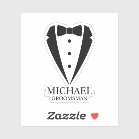 Sticker Mariage noir Tuxedo Suit Groomsmen personnalisé (Feuille)