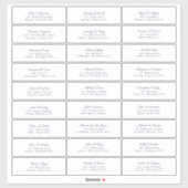 Sticker Mariage Nom d'invité Adresse Marine Bleu Script (Feuille)