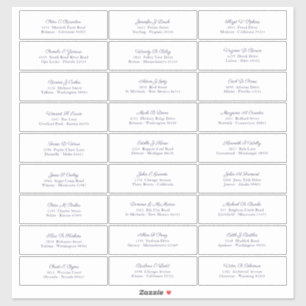 Sticker Mariage Nom d'invité Adresse Marine Bleu Script