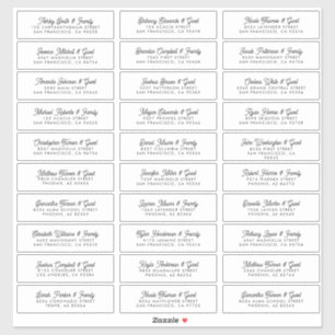 Sticker Mariage Nom d'invité Adresse Moderne Simple Chic