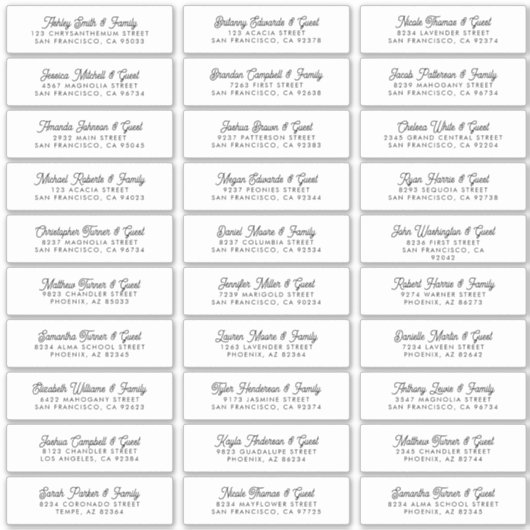 Sticker Mariage Nom d'invité Adresse Moderne Simple Chic (Devant)