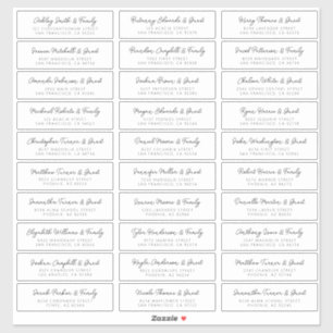 Sticker Mariage Nom d'invité Adresse Simple Moderne Chic