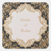 Sticker Mariage orné noir et or (Devant)